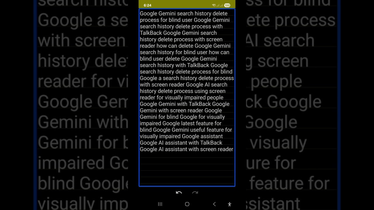 Google Gemini activity page how can blind user delete Gemini all search history very excessible 