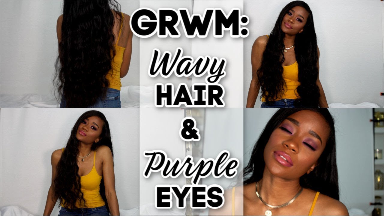 GRWM: Wavy Hair and Purple Eyes #NaturalHair #GRWM