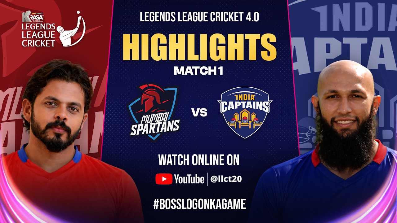 Legend League Cricket English Highlights | Mumbai Spartans vs India Captains | Match 1