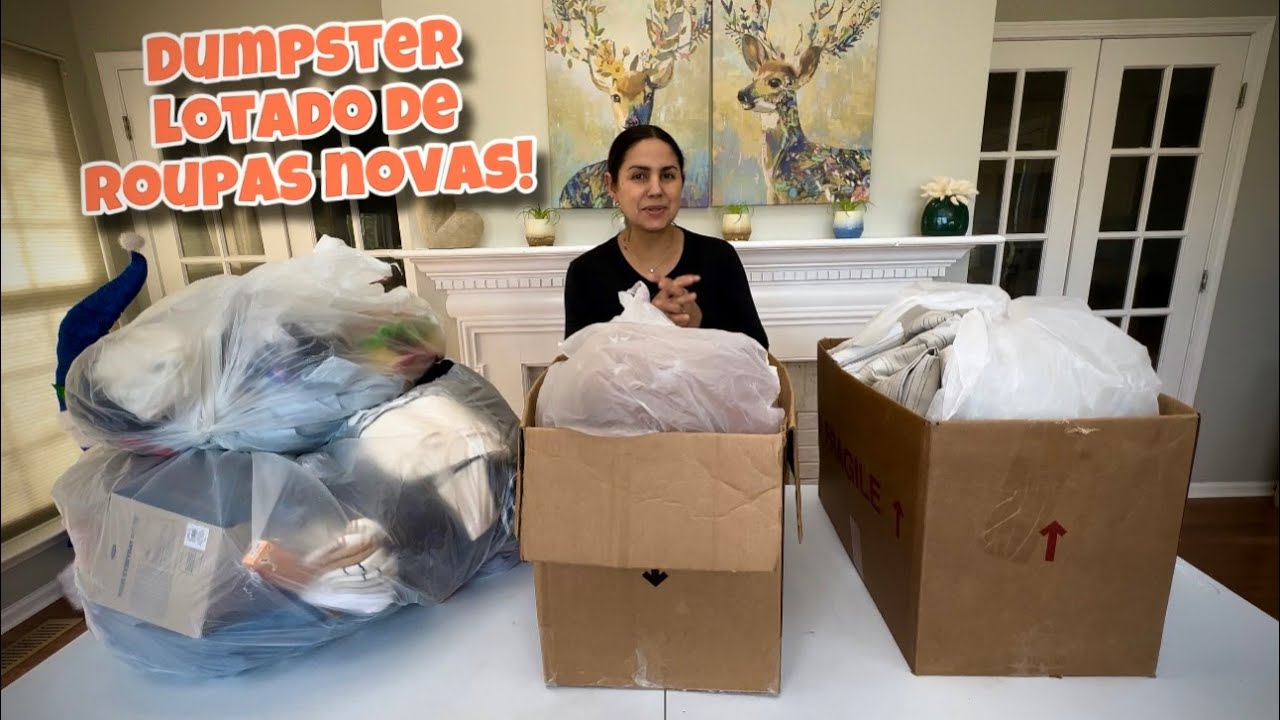 Dumpster lotado de roupas novas do lixo dos Estados Unidos!🇺🇸