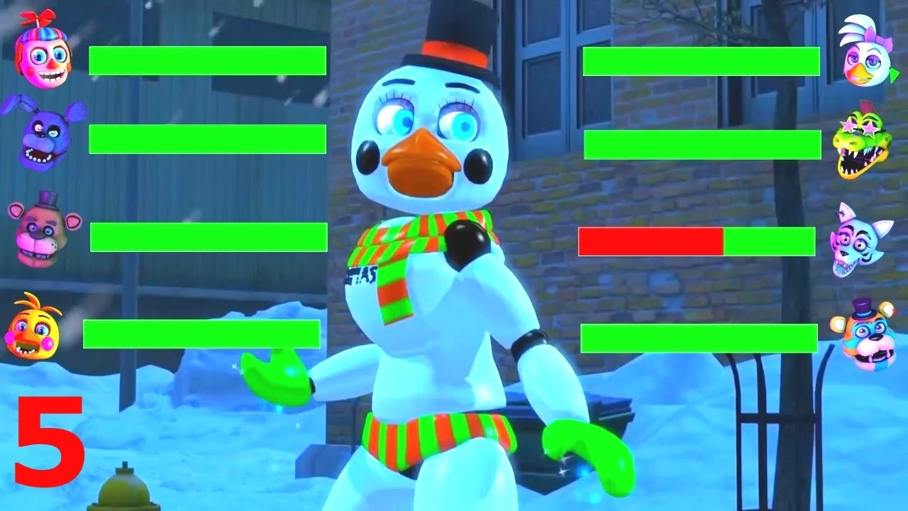 TOP 5 Christmas VS FNAF Fight Animations WITH Healthbars