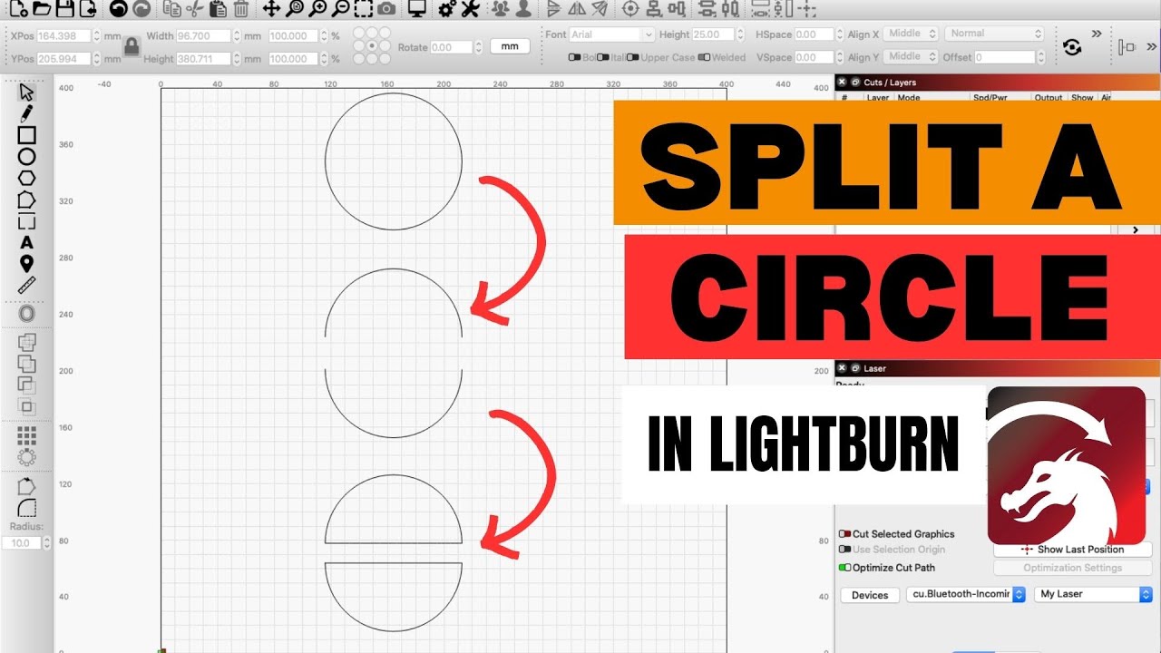 How to Split a Circle in Half in Lightburn