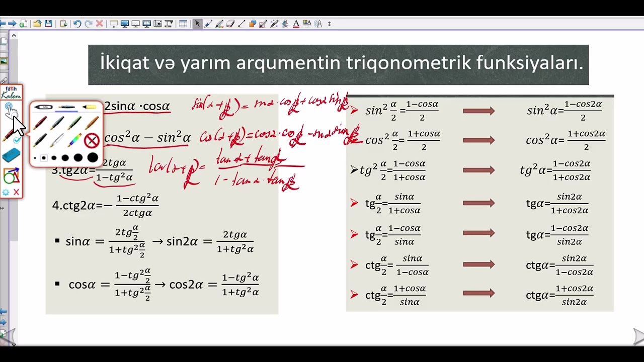 Triqonometrik funksiyalar üçün toplama düsturları
