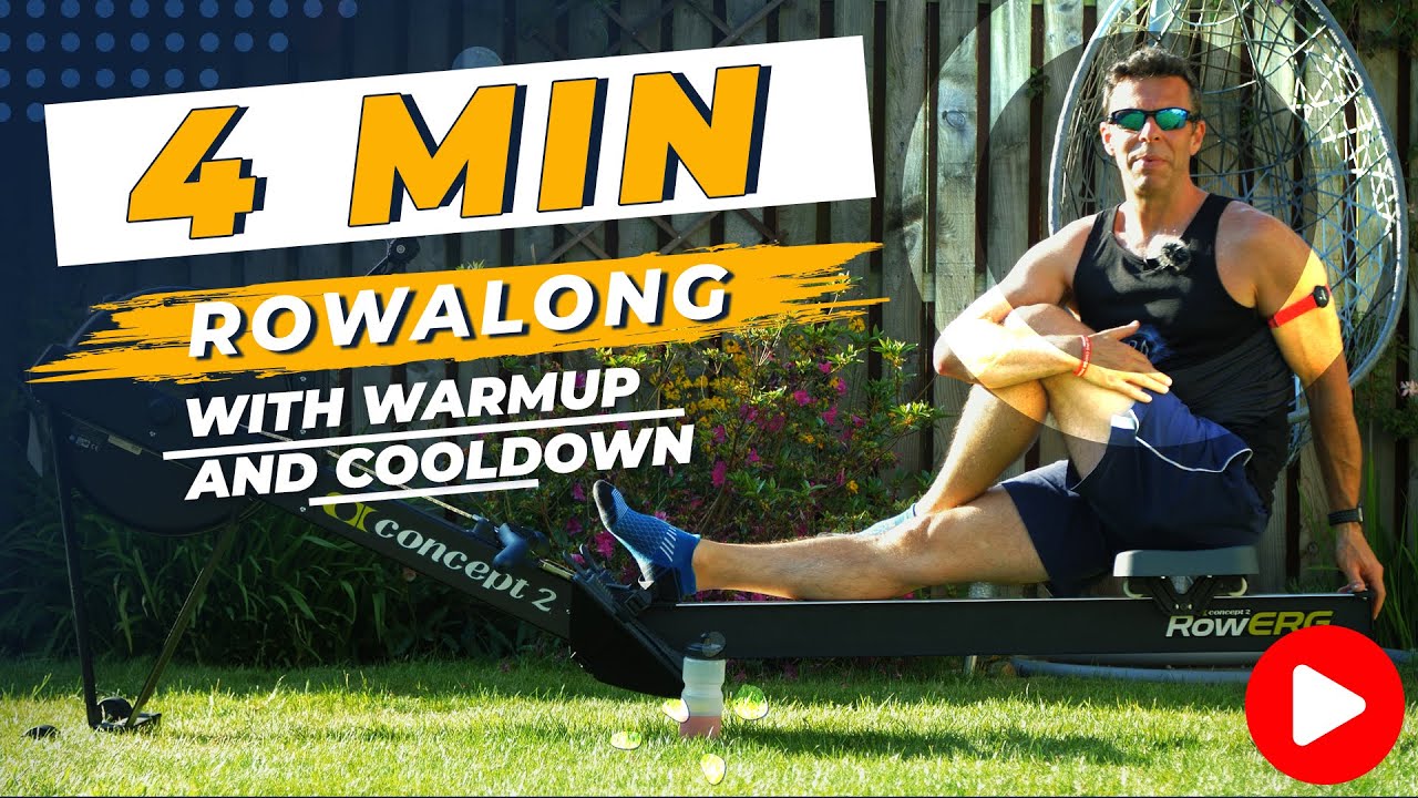 4 Minute Time Trial Rowing Workout - RowAlong with Warm up and Cool Down