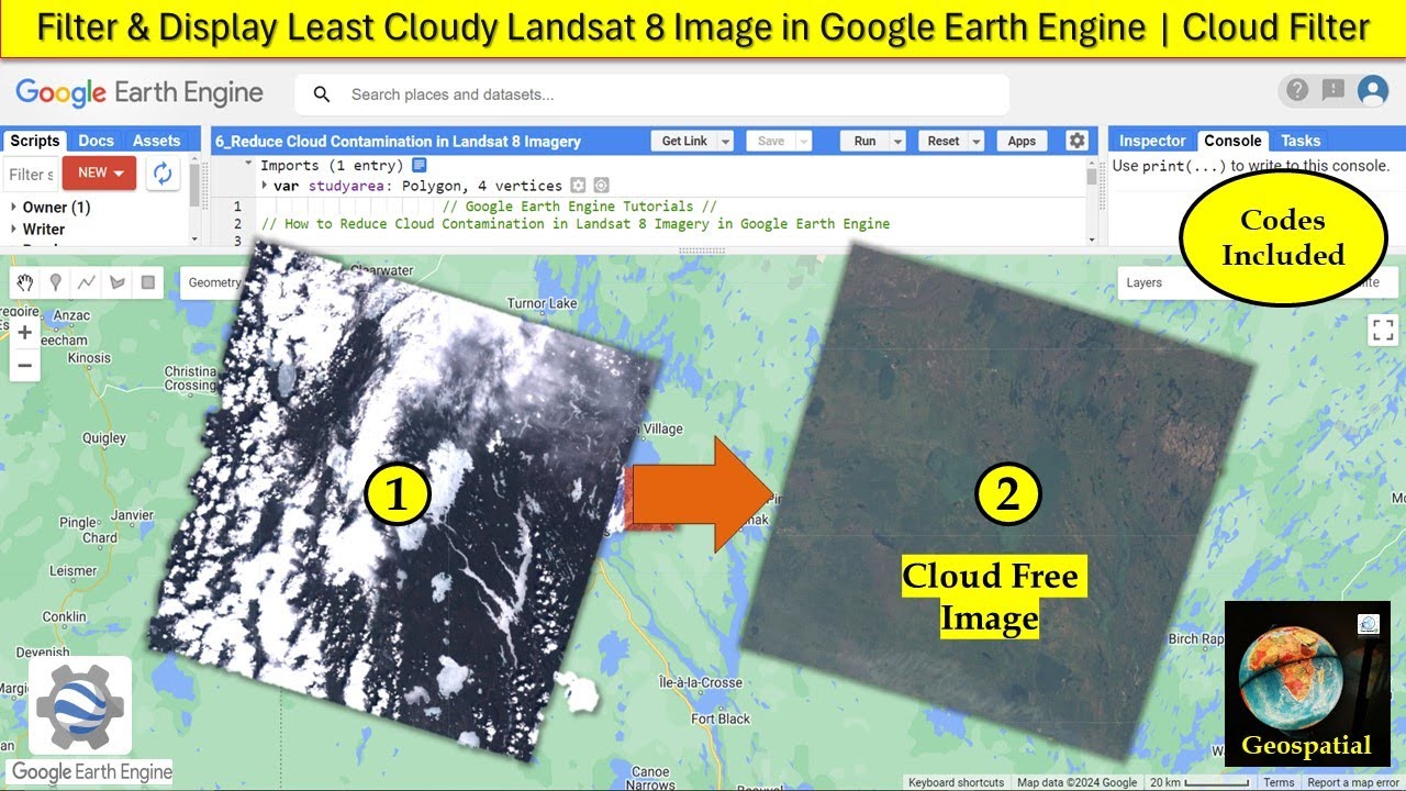 Filter & Display Least Cloudy Landsat 8 Image in Google Earth Engine | Cloud Filter