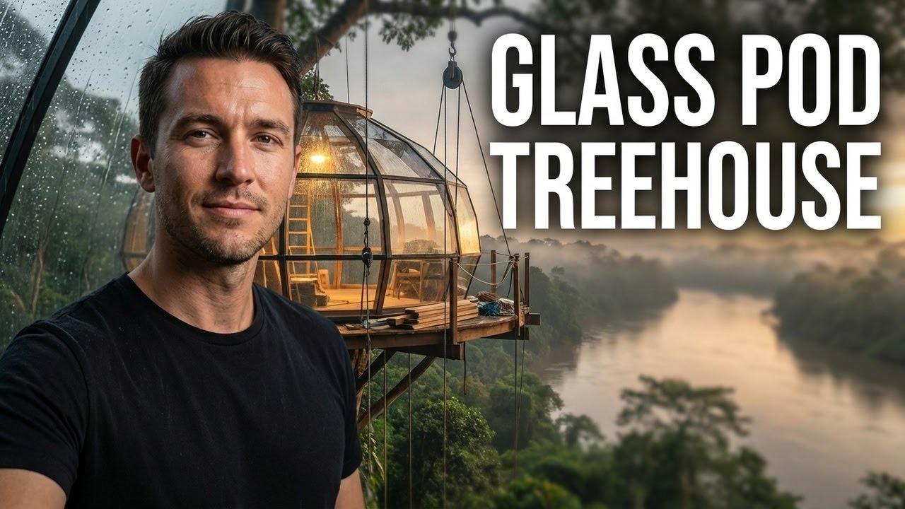 I Built a Glass Pod Treehouse Over a Misty Forest River &mdash; Full Build ASMR
