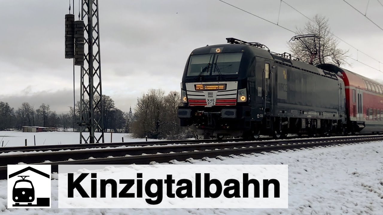 Kinzigauen im Schnee: Ausgebüchste Regionalbahn, 11-teiliger ICE 1, Flixtrain, Güterzüge, …
