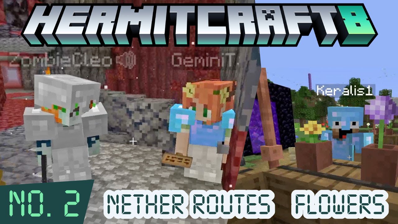 Hermitcraft 8: Episode 2! Flower stall! Hermits Helping Hermits nether portals!