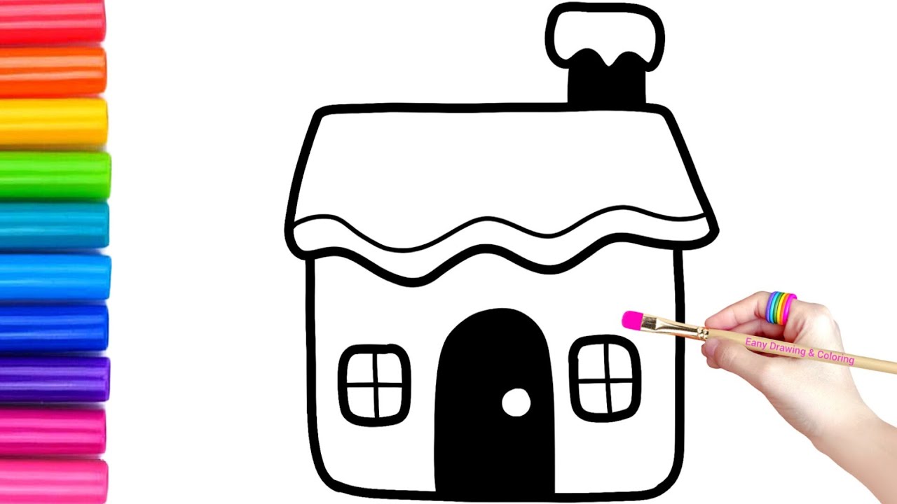 Haunted House Cute Drawing ,Painting and Coloring for Kids & Toddlers|How to Draw Haunted House