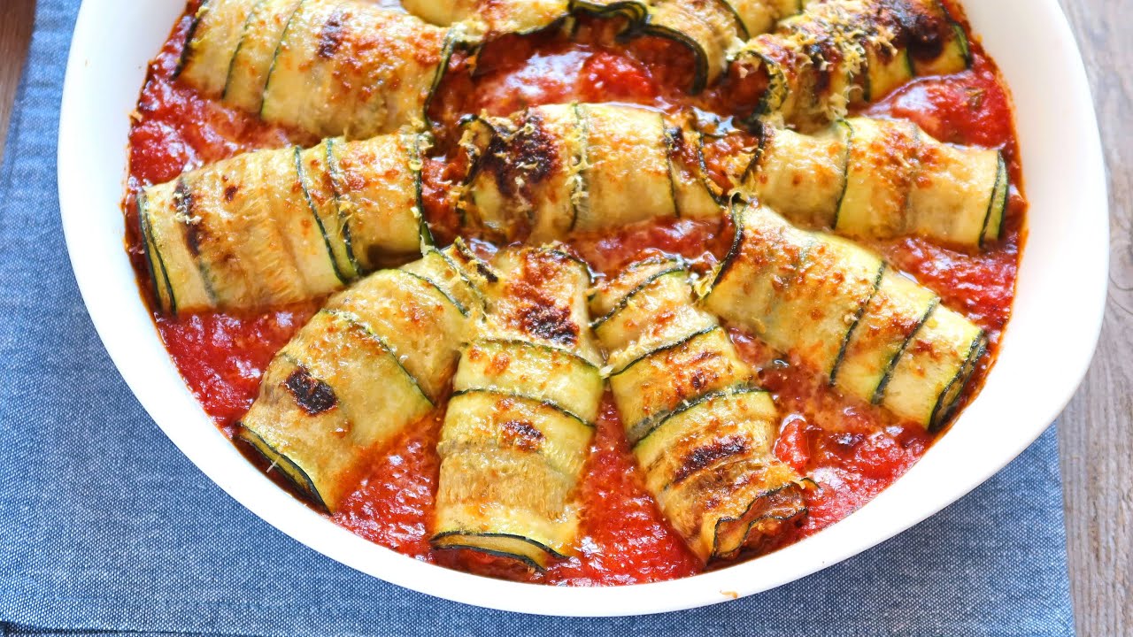 Canelones de calabacín en salsa