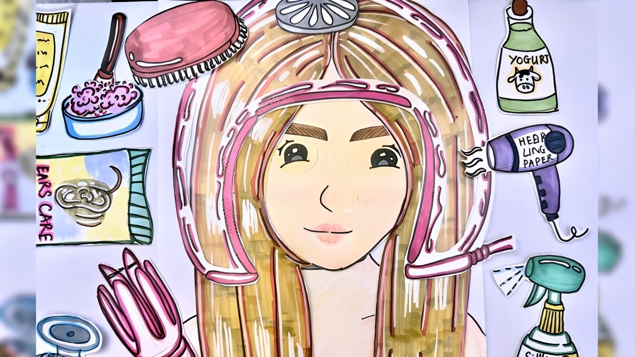 [Paper ASMR ] Relaxing Hair Dying + Toning Shampoo Tutorial #ASMR #paperdiy #paperasmr #healingpaper