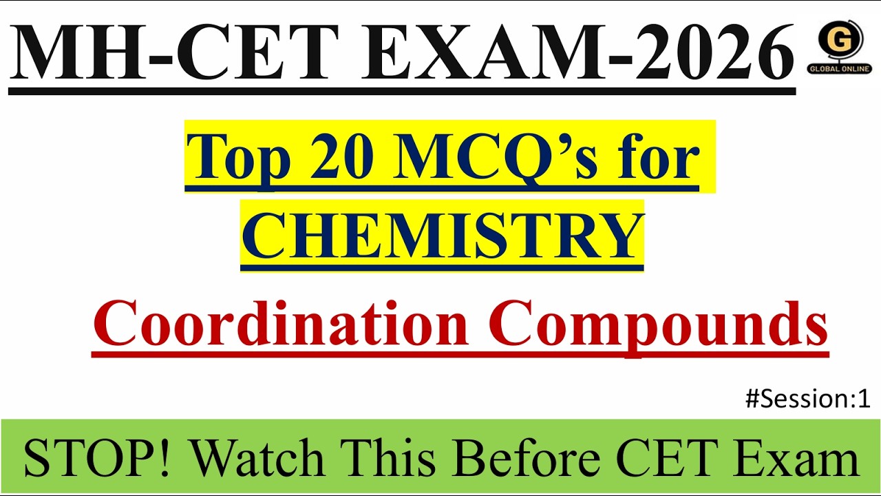 Coordination Compounds Important Questions | Chemistry MCQs | MH CET 2026 | Class 12 PYQs