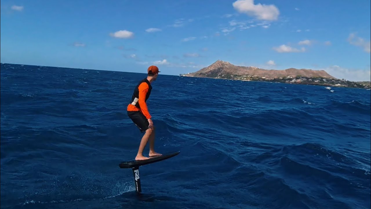 Koa enjoying his Downwind foiling journey! (F4 685 Orca)