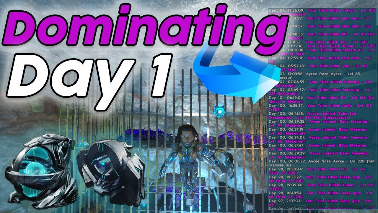 DOMINATING Day 1 And Claiming The Most OP Base Location... ARK PvP