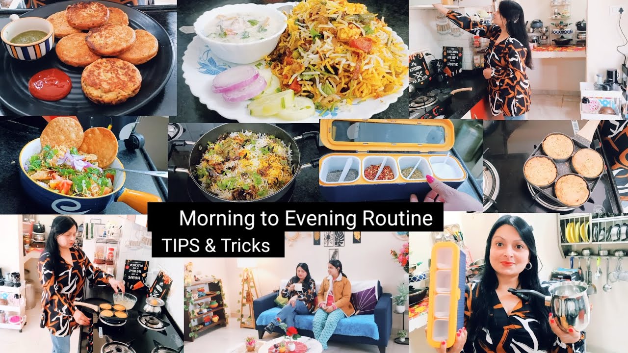 BREAKFAST TO EVENING ROUTINE❤️TIPS & TRICKS❤️PROTEIN PAN CAKES,VEG BIRYANI,VEG RAITA ,PAPDI CHAAT