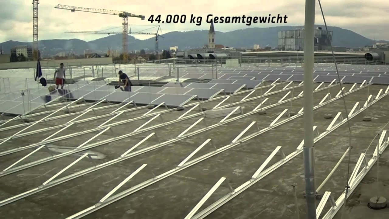 Errichtung der Photovoltaikanlage auf der Messe Graz - Energie Graz