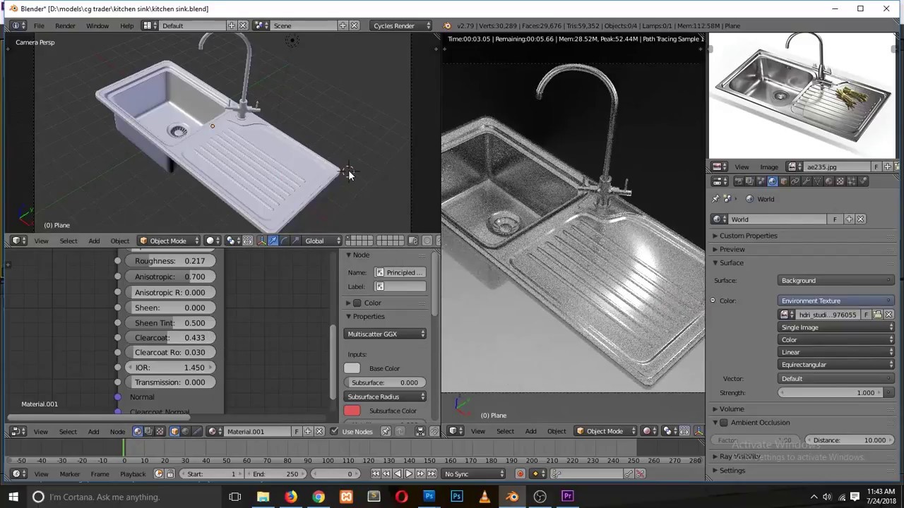 Modeling a kitchen sink in blender timelapse