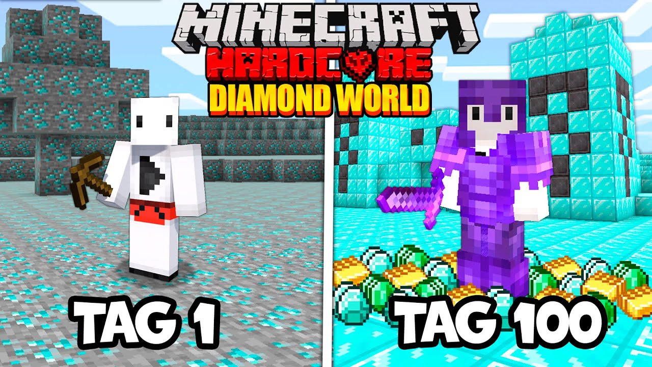 Ich habe 100 Tage in einer DIAMANTEN-WELT in Minecraft Hardcore überlebt 😱💎