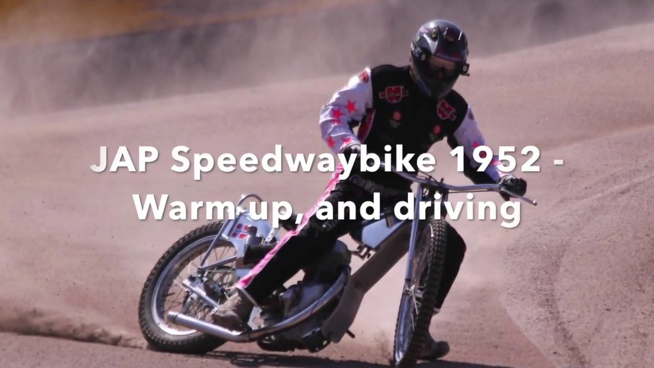 JAP classic Speedwaybike Startup and driving on track.