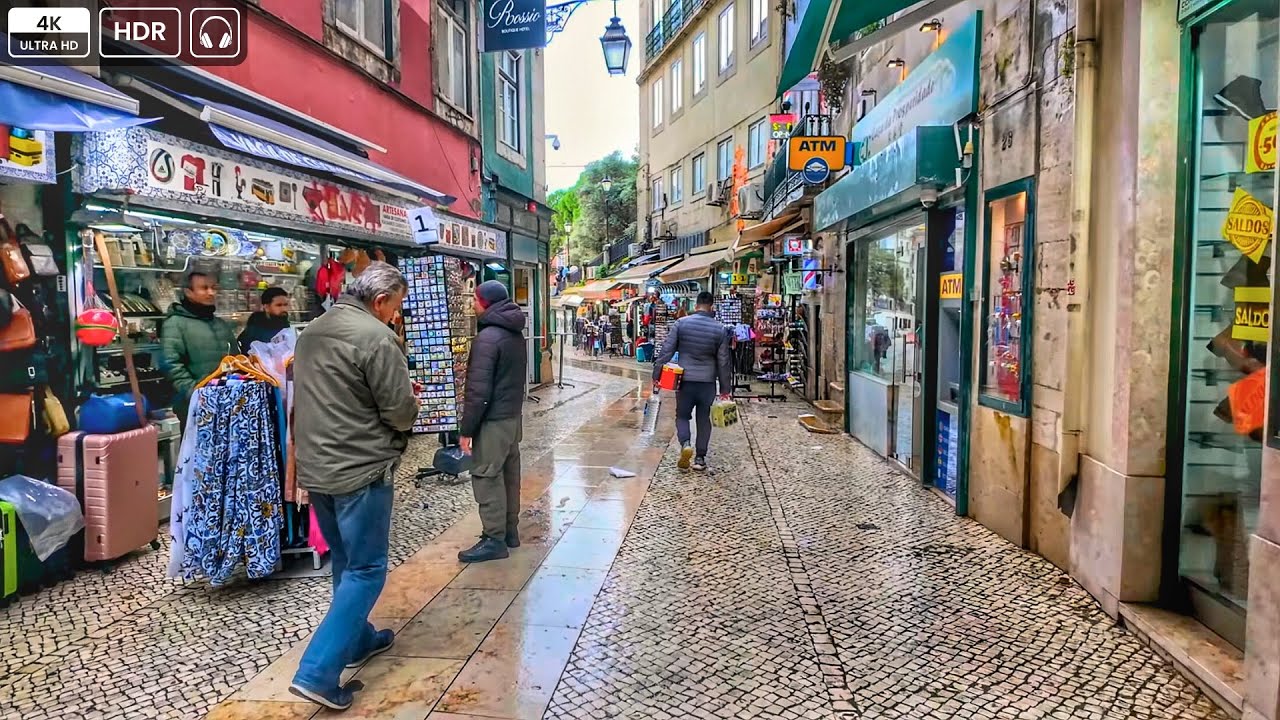 Lisbon City Center 2026 🌦️ Cais do Sodr&eacute; to Baixa Loop (Sun & Rain) | 4K HDR