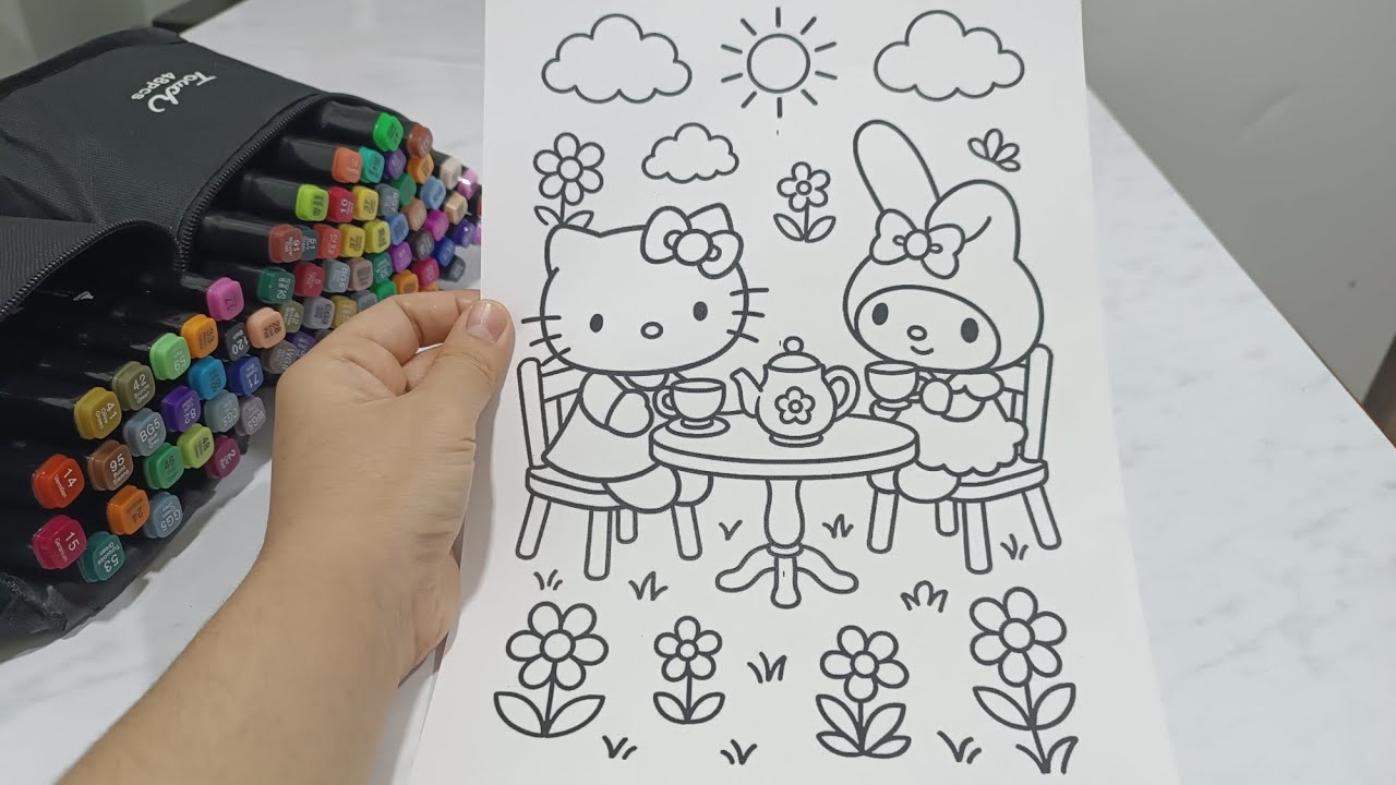 Coloring Hello Kitty & My Melody with Alcohol Markers | So Cute! 😍