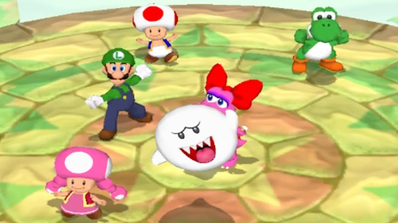 Mario Party 7 8 Player Ice Battle - Бу против Сухих Костей против Йоши против Бирдо против Марио ...