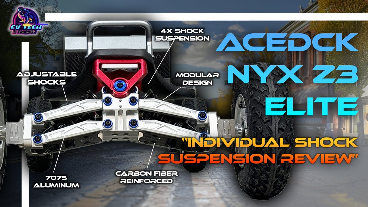 Individual Shock Suspension Review - Acedeck Nyx Z3 ELITE Electric Skateboard Mountain Board #esk8
