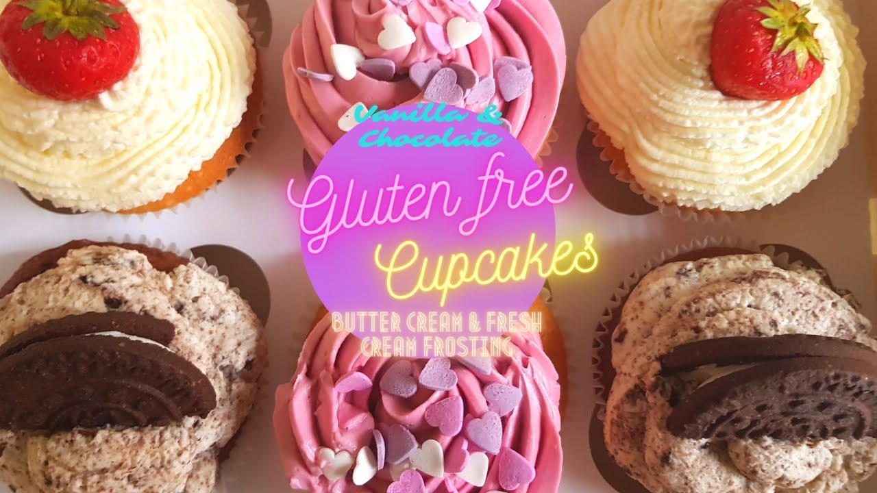 GLUTEN FREE CUPCAKES | Vanilla & Chocolate cupcakes recipe | Butter Cream & Fresh Cream Icing Recipe
