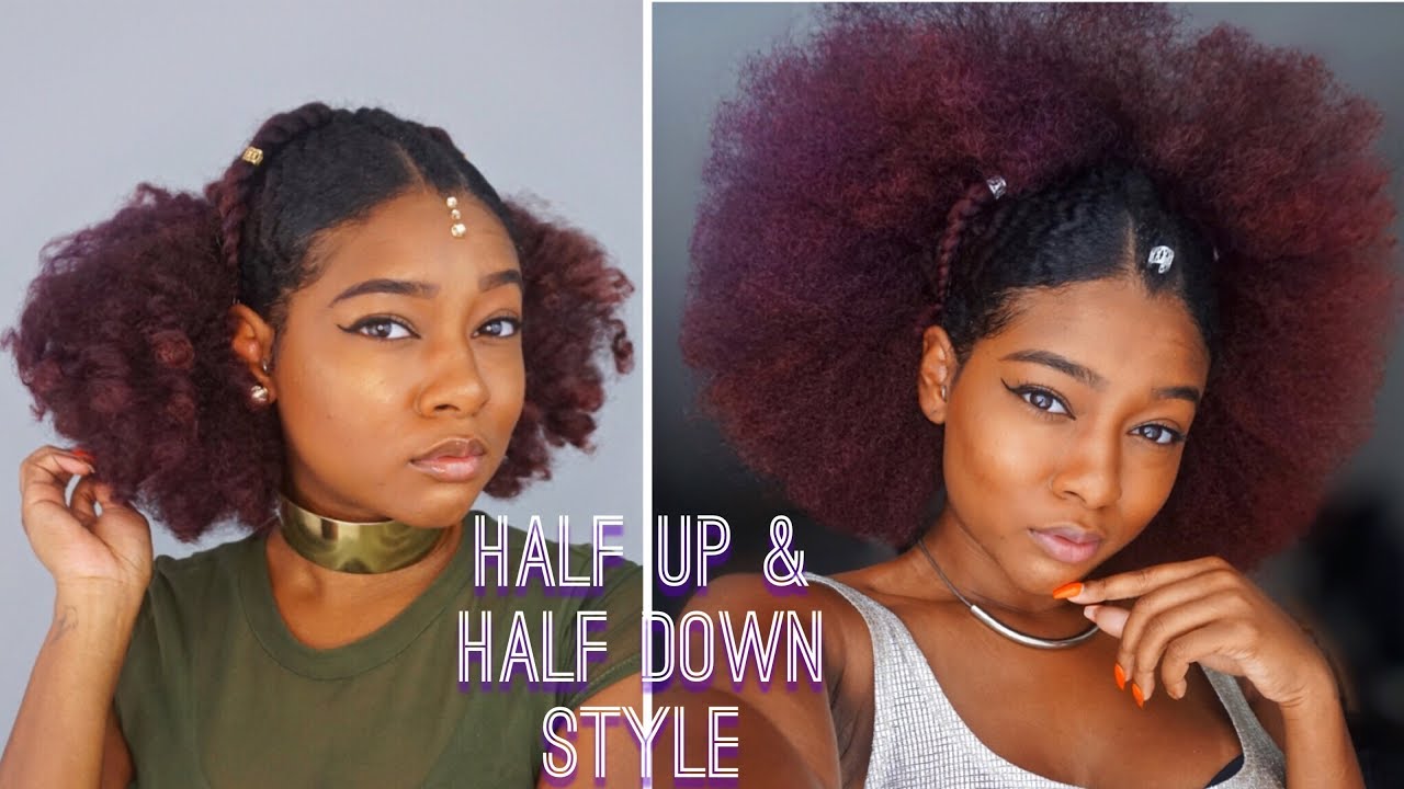 Natural Black Summer Hairstyles: Slick Back Half Up Half Down Festival Style |The Mane Choice