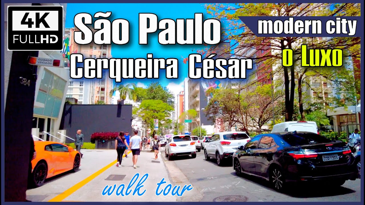 [4K] O luxuoso bairro Cerqueira Cesar - Sao Paulo walking tour 4k - Oscar Freire - Rua Augusta 4K