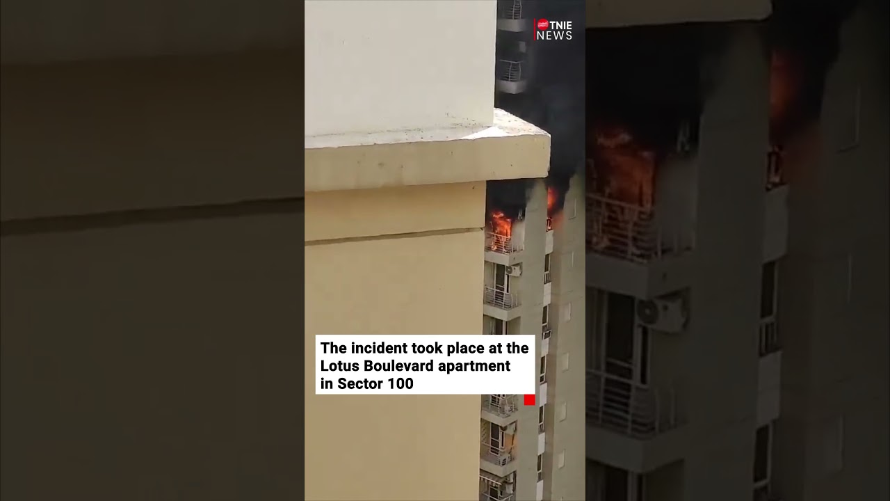 AC blast sparks fire at Noida high-rise flat #fireaccident