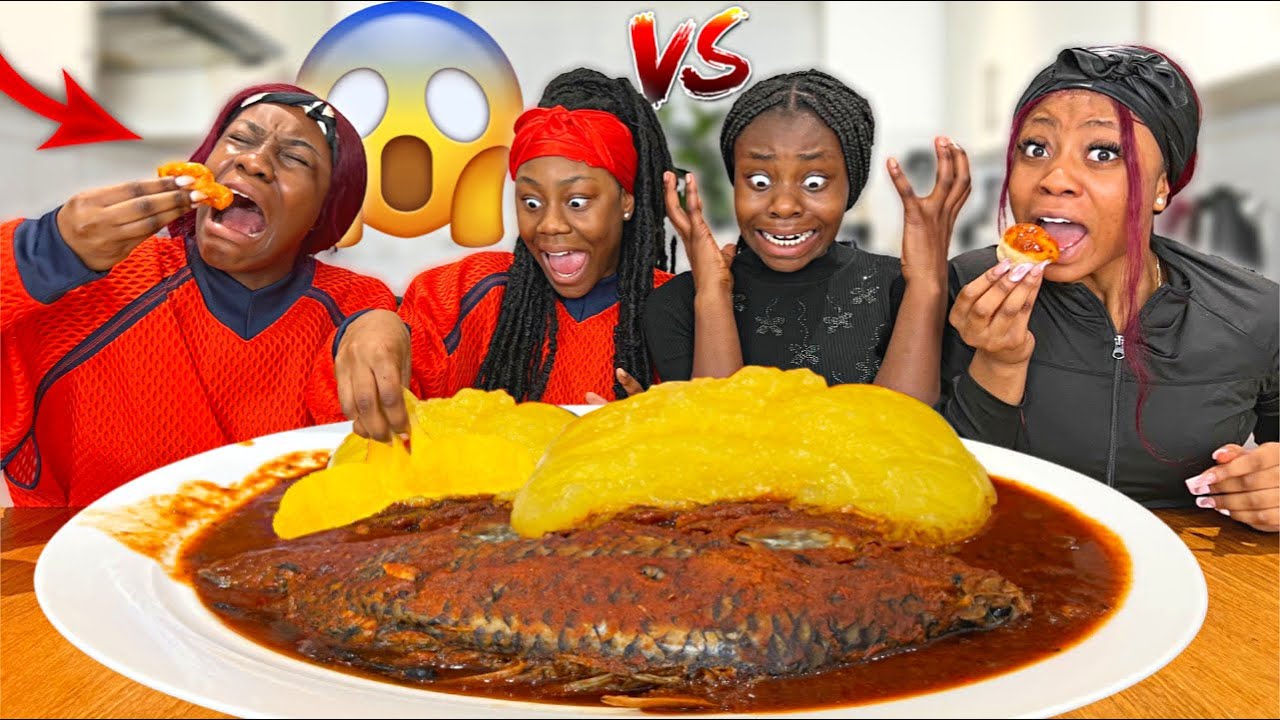 STARCH VS FUFU & TILAPIA FISH PEPPER SOUP BIG BITES SPEED EATING CHALLENGE *WHO WILL WIN?*