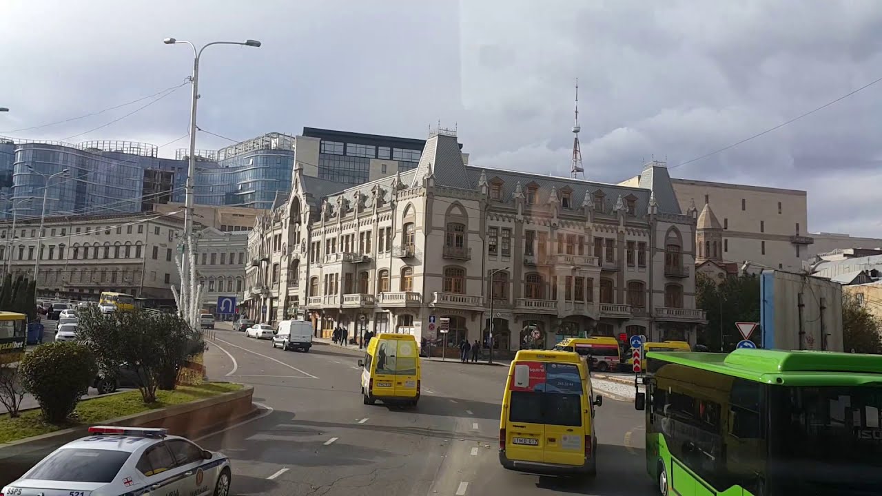 a City tour bus in downtown Tbilisi, the Capital of Georgia.   2 Dec 2019