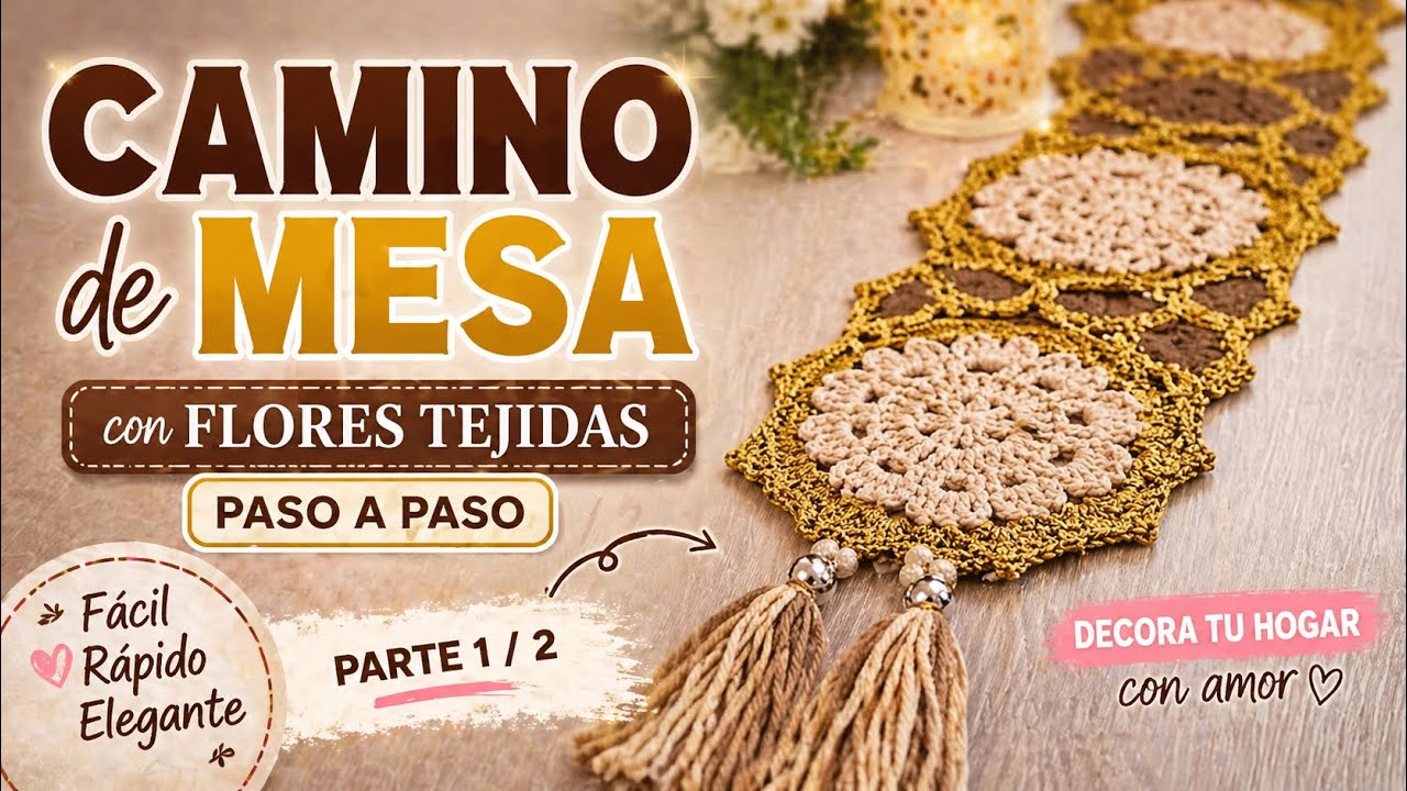 Camino de Mesa con Flores a Crochet  | Paso a Paso | Table Path with Crochet Flowers | Step by Step