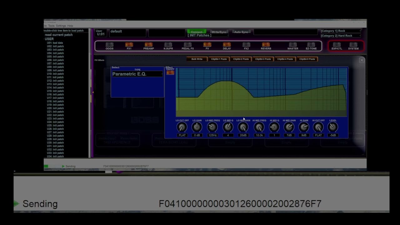 MIDI SysEx BOSS GT1 FX 1