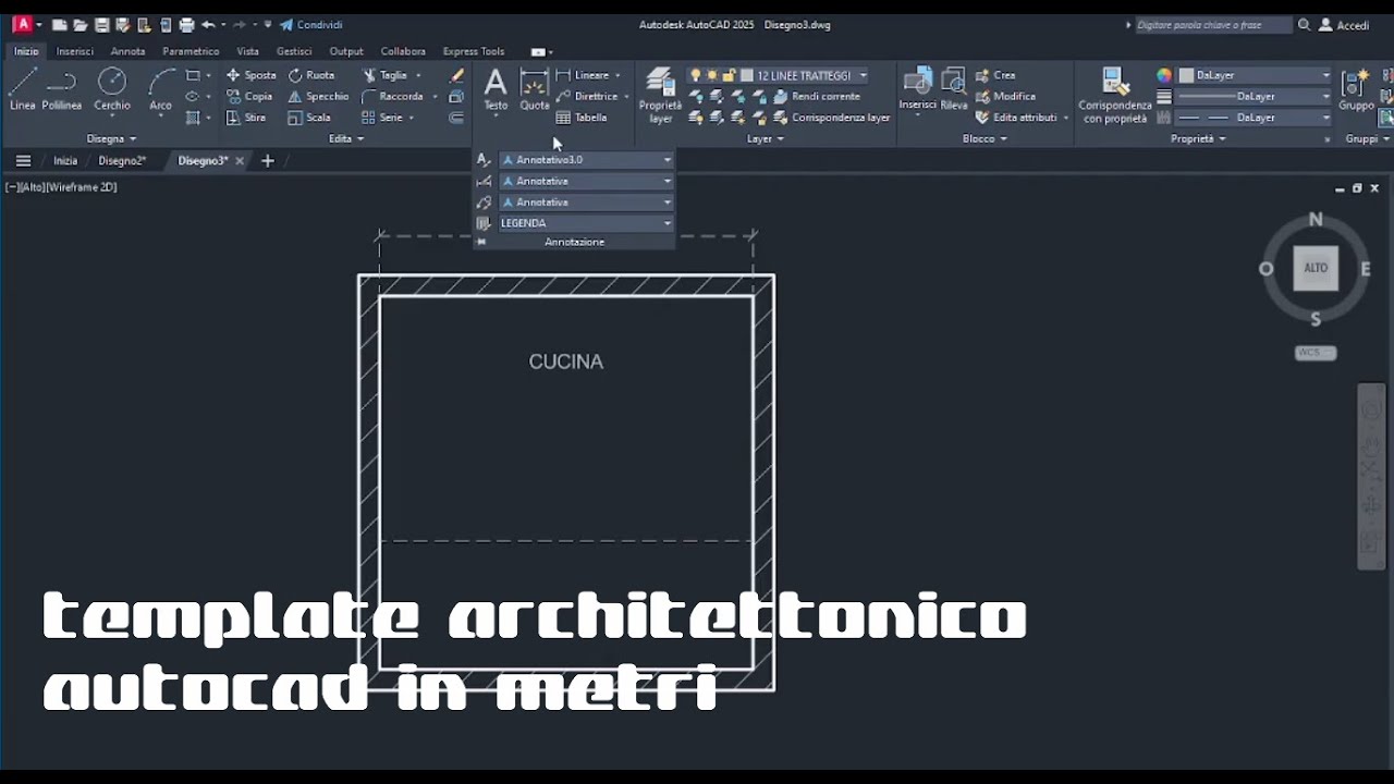 template autocad architettonico in metri