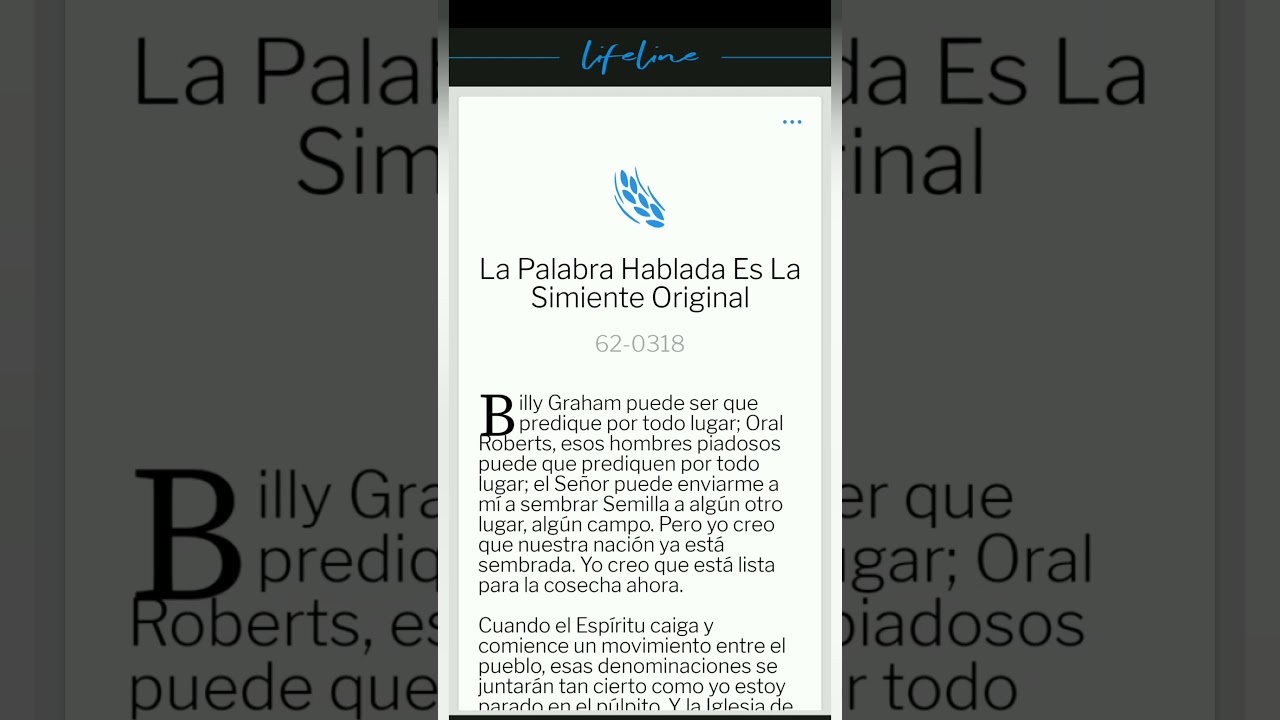 La Palabra Hablada Es La Simiente Original