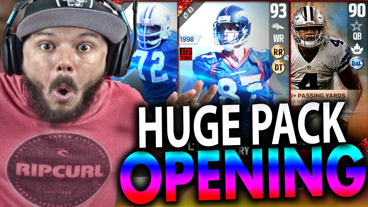 HUGE PACK OPENING!! LEGENDS GALORE - MADDEN 17 ULTIMATE TEAM PACK OPENING