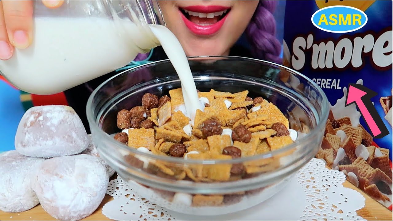ASMR S'MORES CEREAL, S'MORES MOCHI ICE CREAM|스모어 씨리얼, 스모어 찹쌀떡 아이스크림|CURIE.ASMR