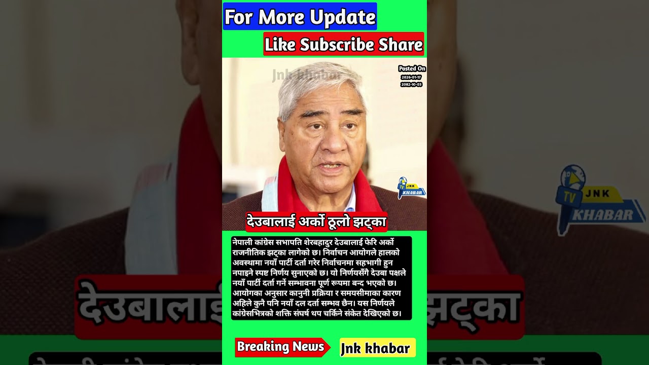 “Big Blow to Sher Bahadur Deuba: Election Commission Blocks New Party Registration | Nepal Politics