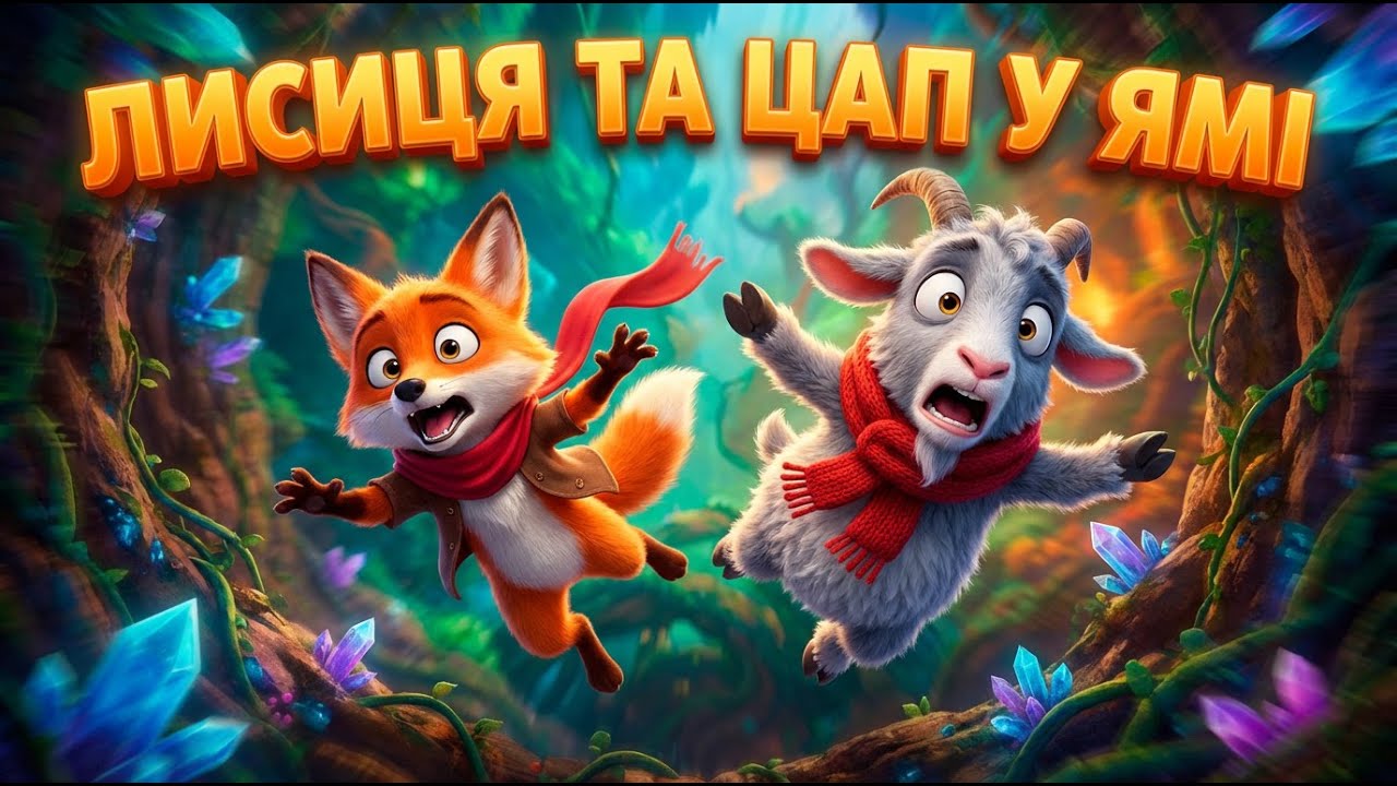 Казка «Лисиця та Цап у ямі» 🦊🐐 | Мультфільм українською