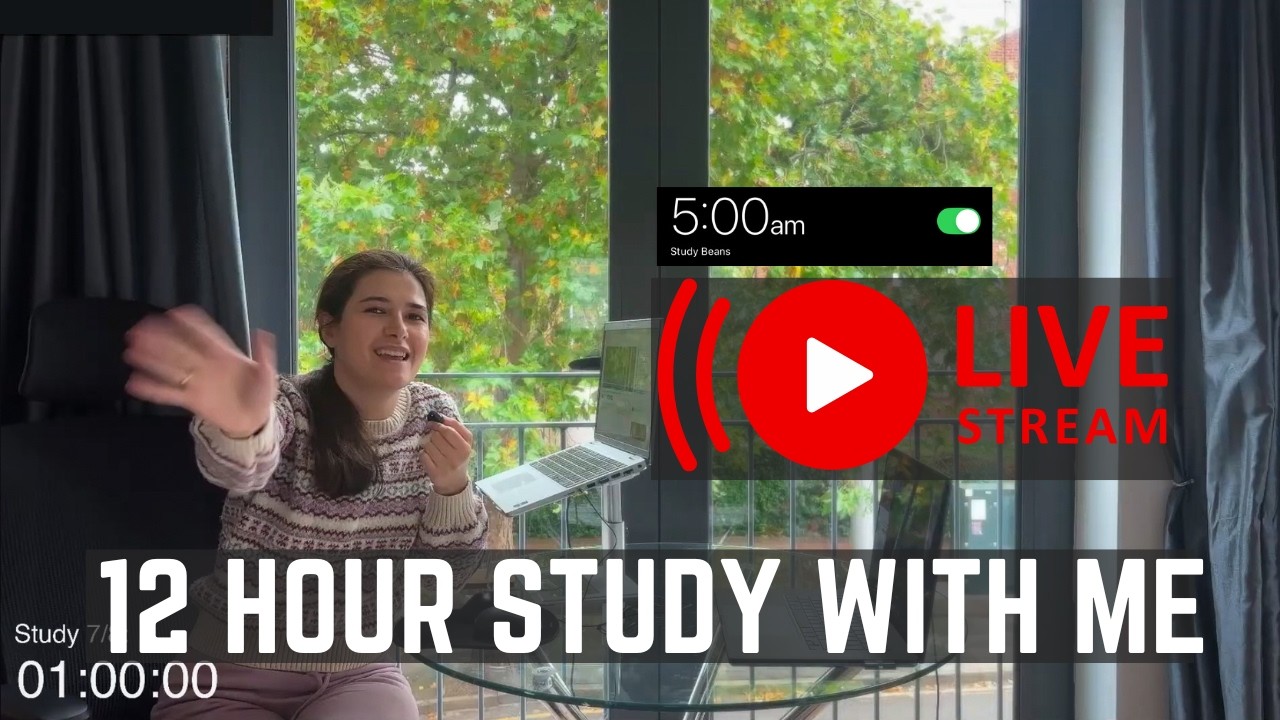 12-Hour LIVE Study/Work With Me 🎓 | Cozy UK Ambience | Custom Pomodoro Timer