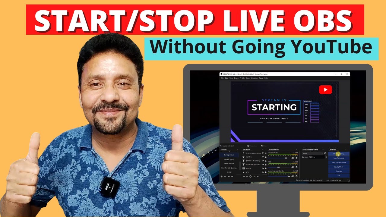 How To Start/Stop Live Stream From OBS Studio Without Going To YouTube | OBS Tutorial Hindi