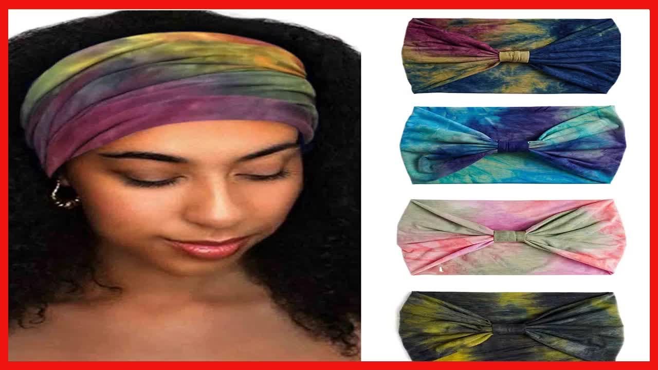 Aceorna Wide Headbands Stretch Turban Knotted Hairbands Elastic Yoga Workout Sweatband Running