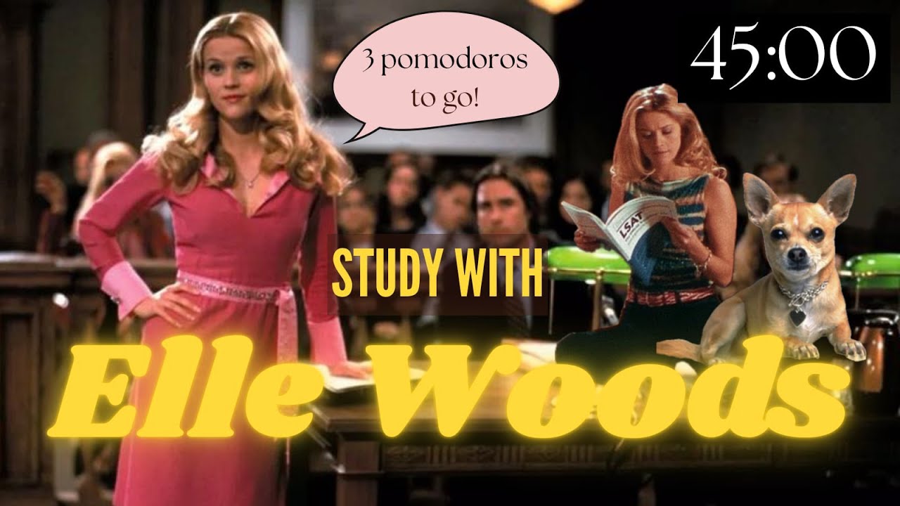 Study With Elle Woods (AI) 💖 |POSITIVE AFFIRMATIONS| 45/15 Pomodoro • Rainy Vibes & Keyboard