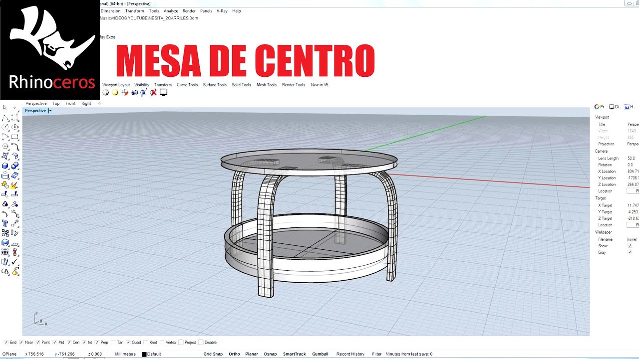 DISEÑAMOS MESA DE CENTRO EN RHINOCEROS 3D