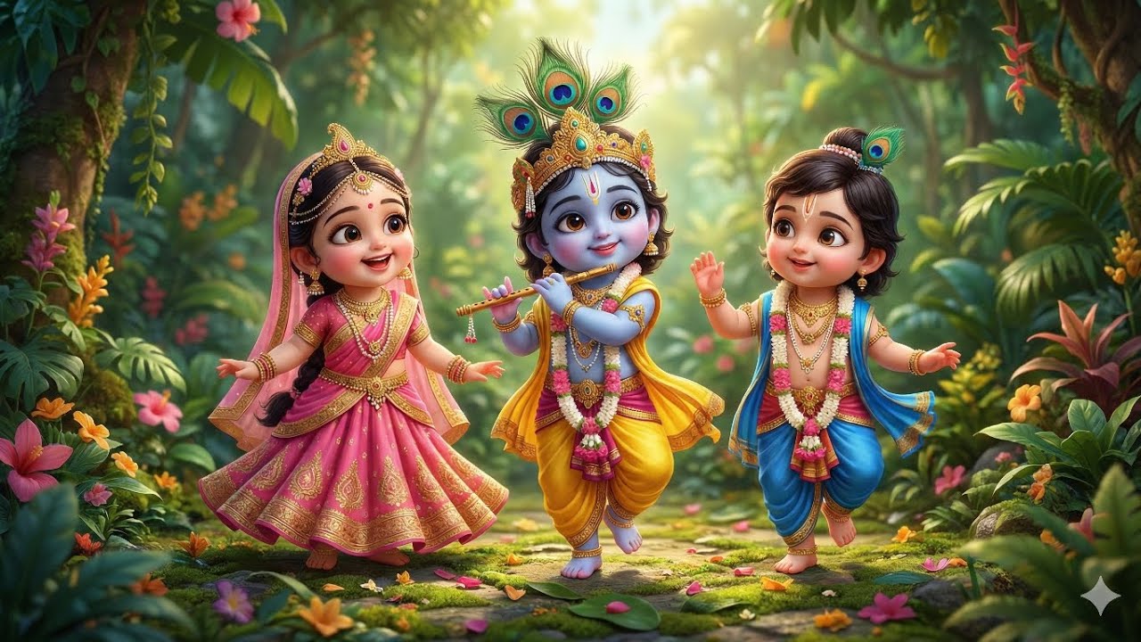 💖 Baby Krishna Wedding Dance Party | Cute Baby in Traditional Dress 😍🎶 #ai_cartoons_star 