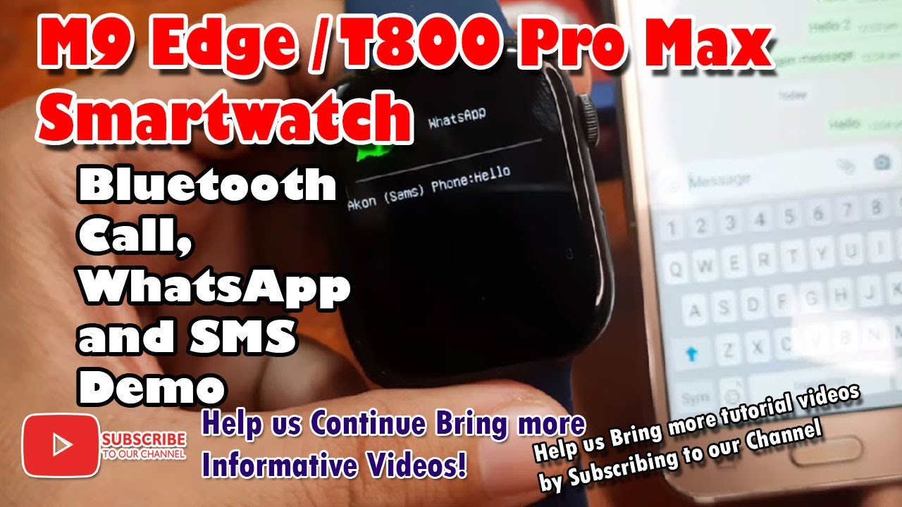 M9 Edge / T800 Pro Max Smartwatch  - Bluetooth Call, WhatsApp and SMS Demo