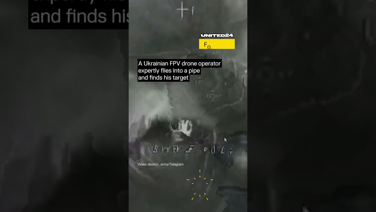 Украинский оператор FPV-дрона нашёл свою цель в трубе #warinukraine
