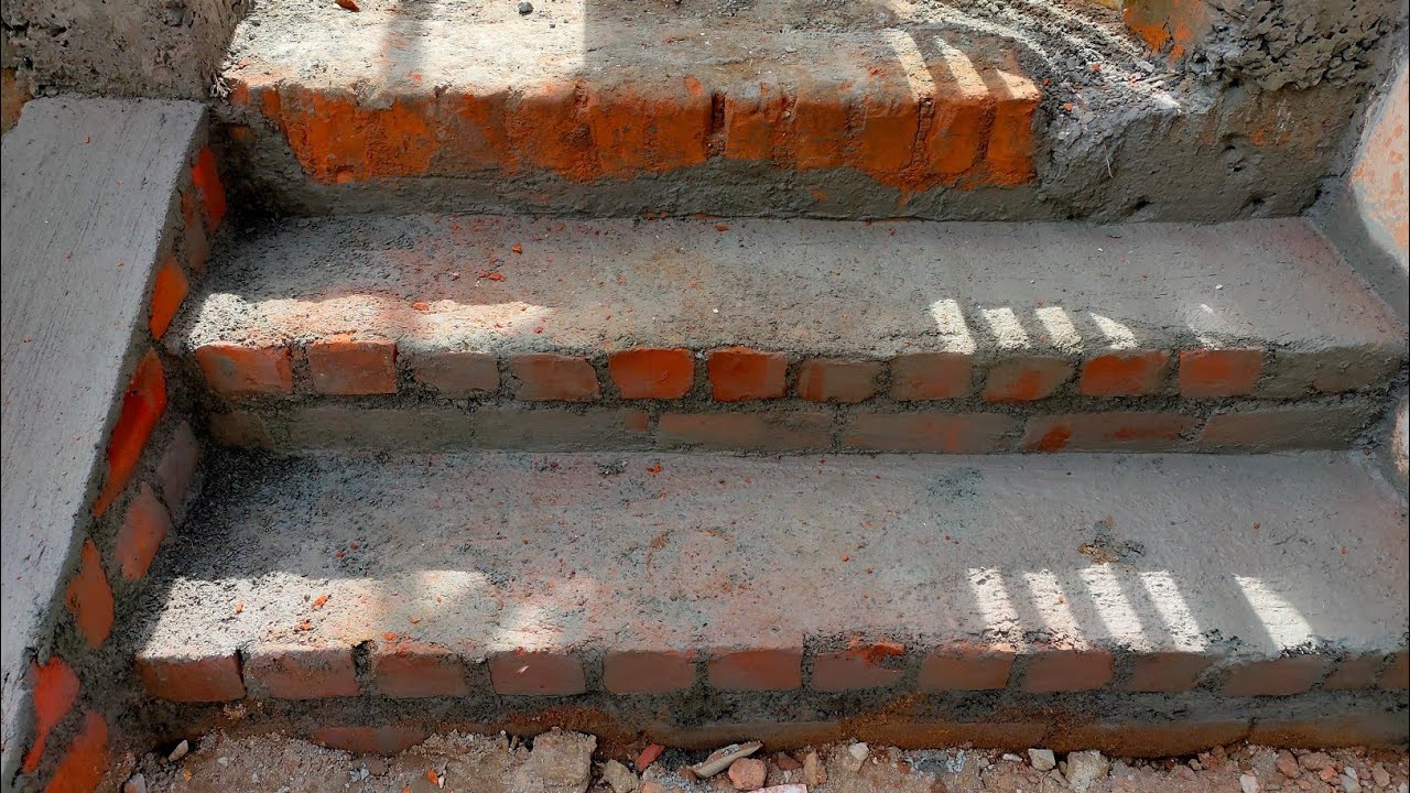 How to Build a Staire and Car Ramp  using Brick and sand Cement